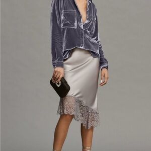 Anthropologie Pilcro velvet button down shirt.